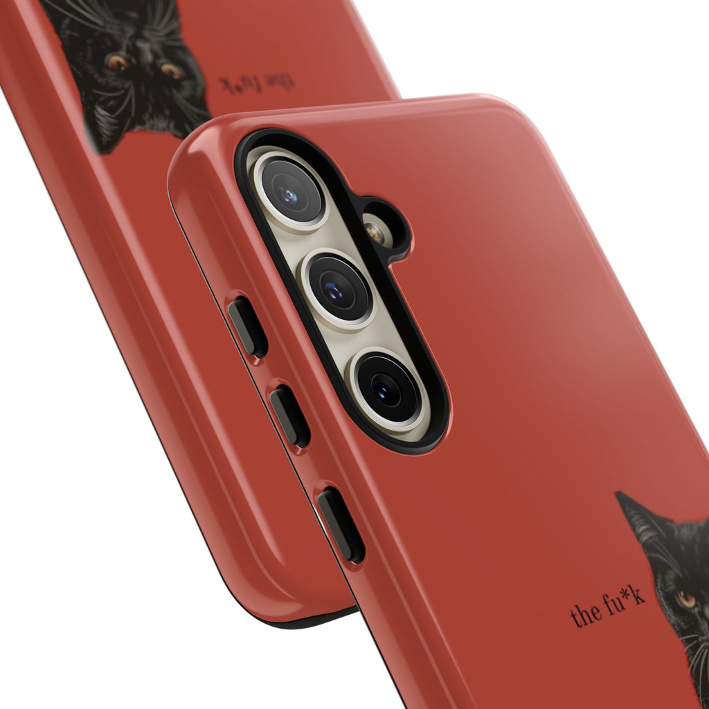 Black Cat Coffee Phone Case – Red Matte Protective Tough Case