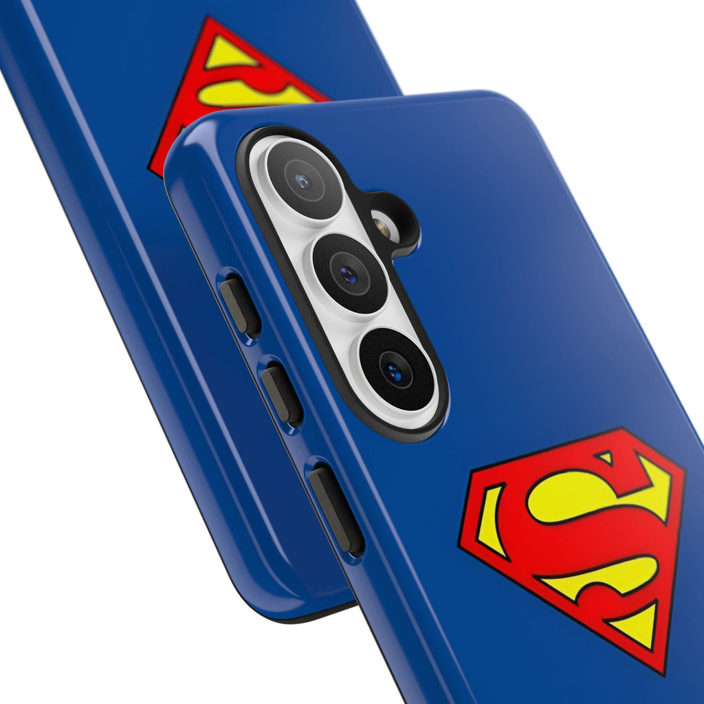 Personalized Superhero Phone Case — Custom Name Blue Protective Cover