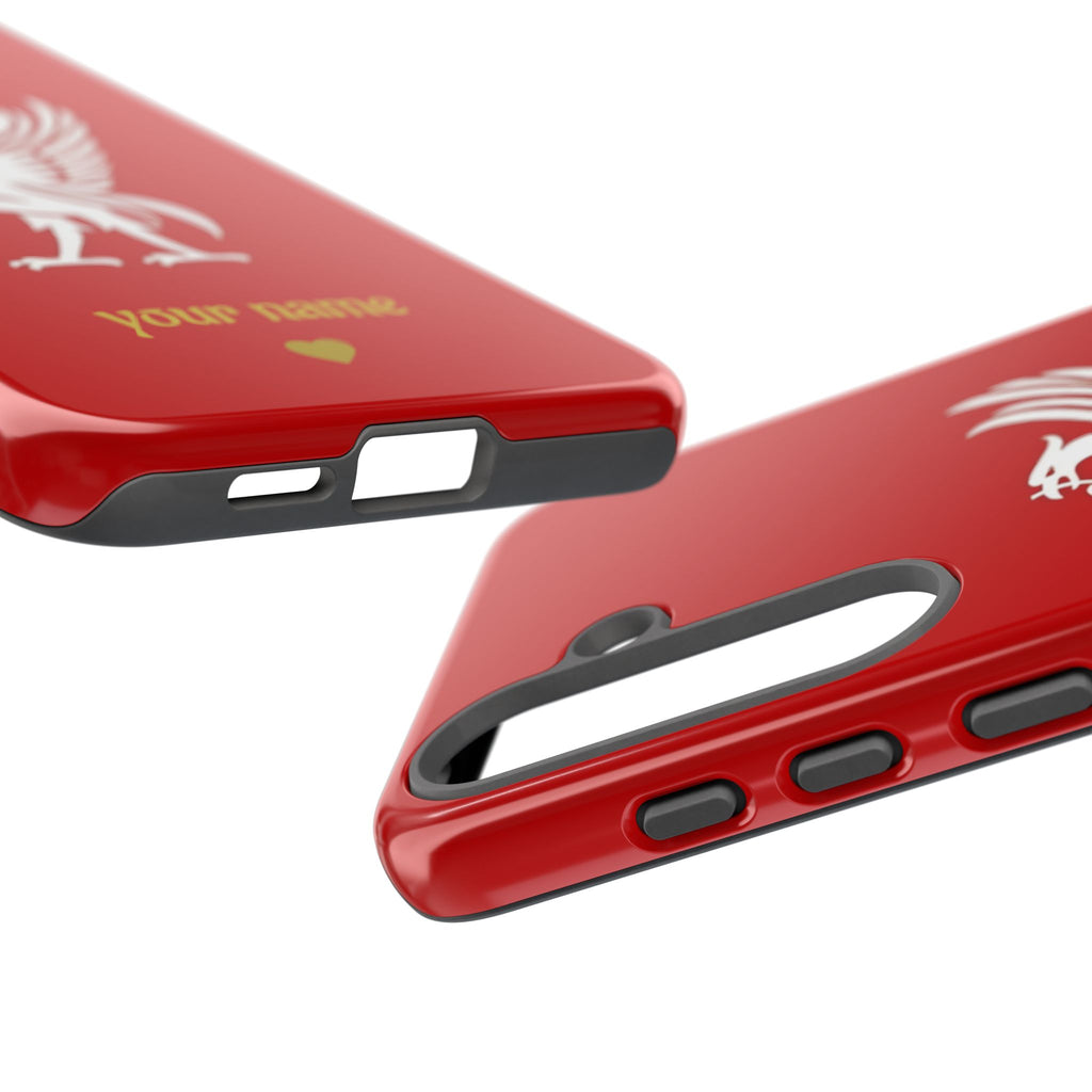 Personalized Red Phone Case — Liverbird Design with Custom Name