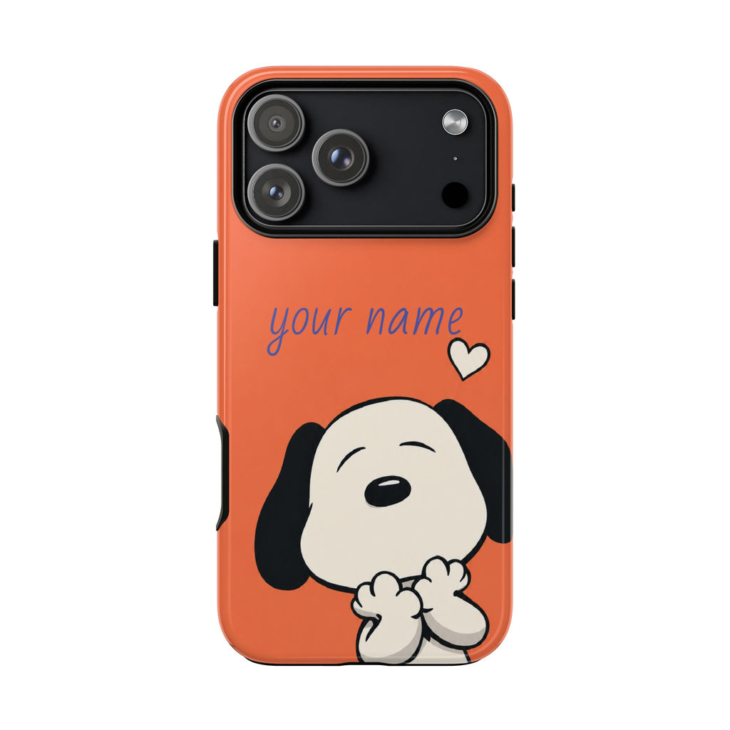 Personalized Cute Snoopy Dog Phone Case — Custom Name Protective iPhone Cover