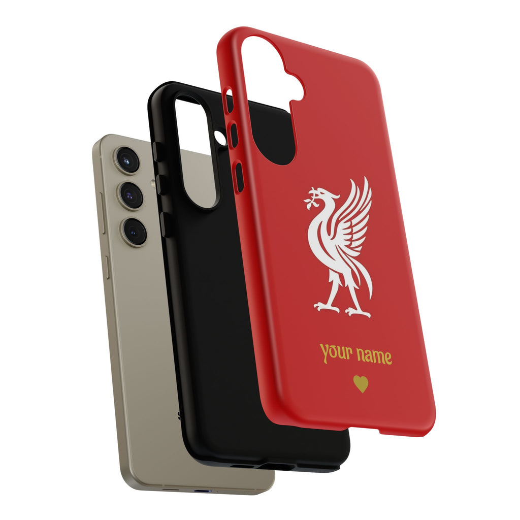 Personalized Red Phone Case — Liverbird Design with Custom Name