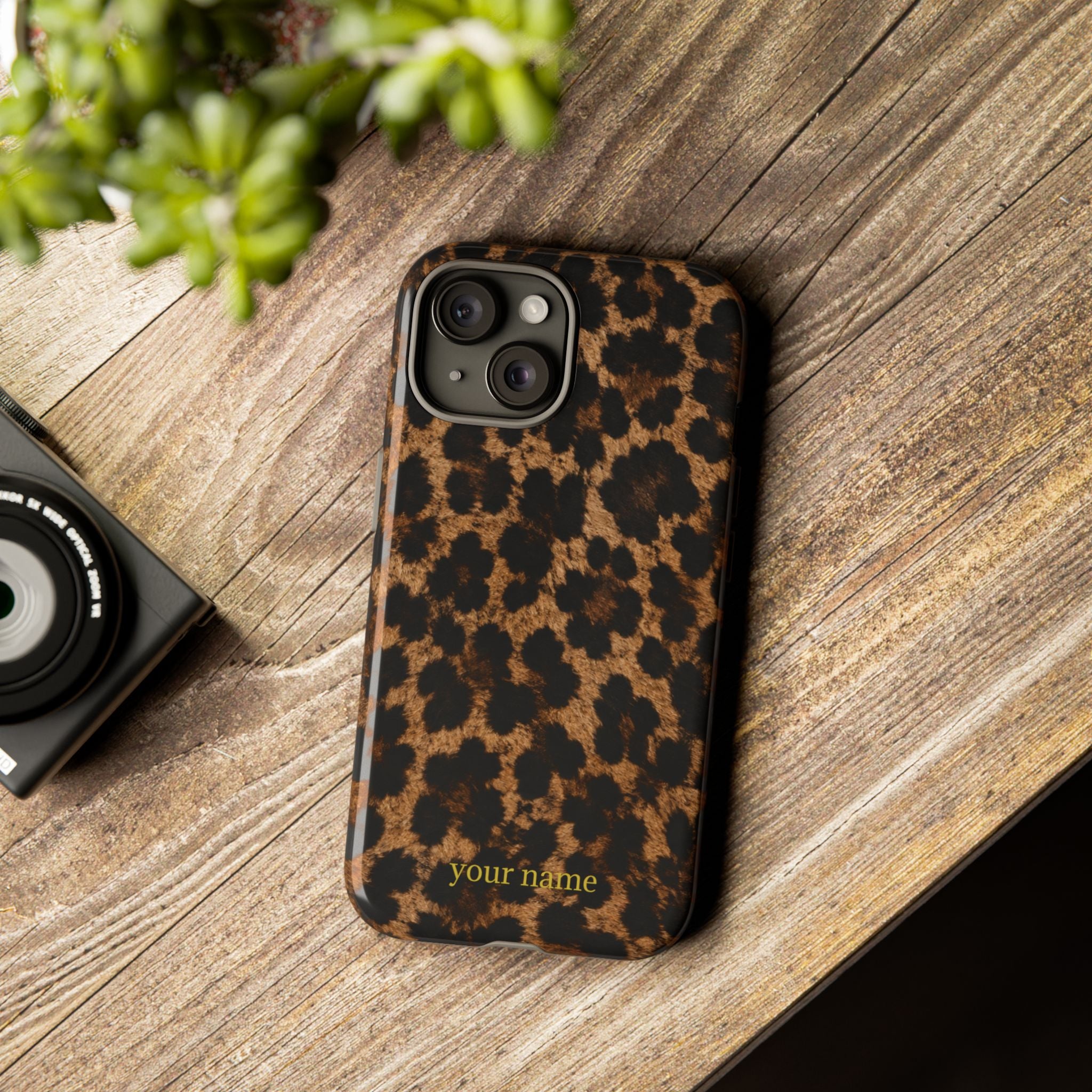 Leopard Print Phone Case — Personalized "your name" Monogram Tough Case