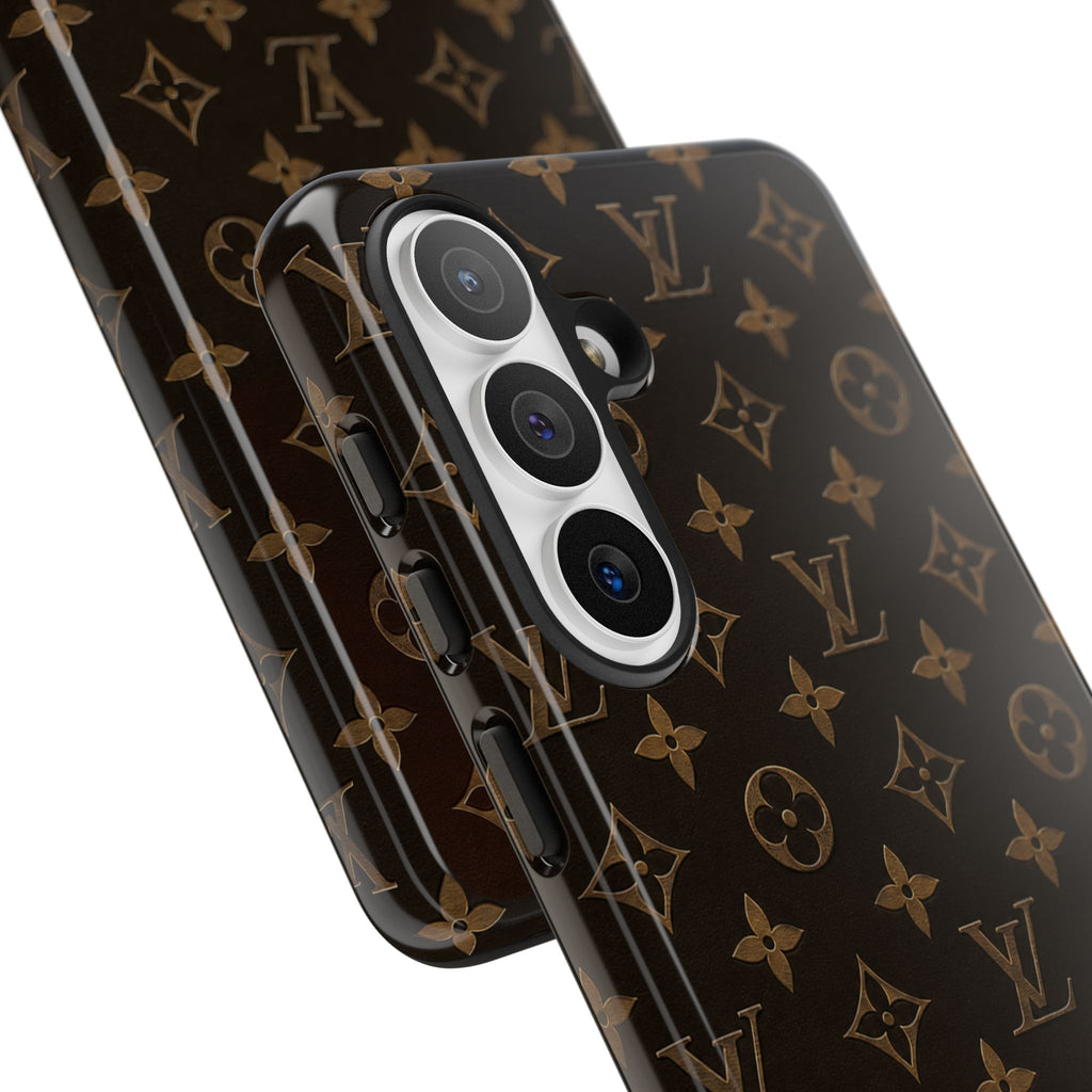 Luxury Monogram Phone Case — Customizable "your name" Brown Pattern