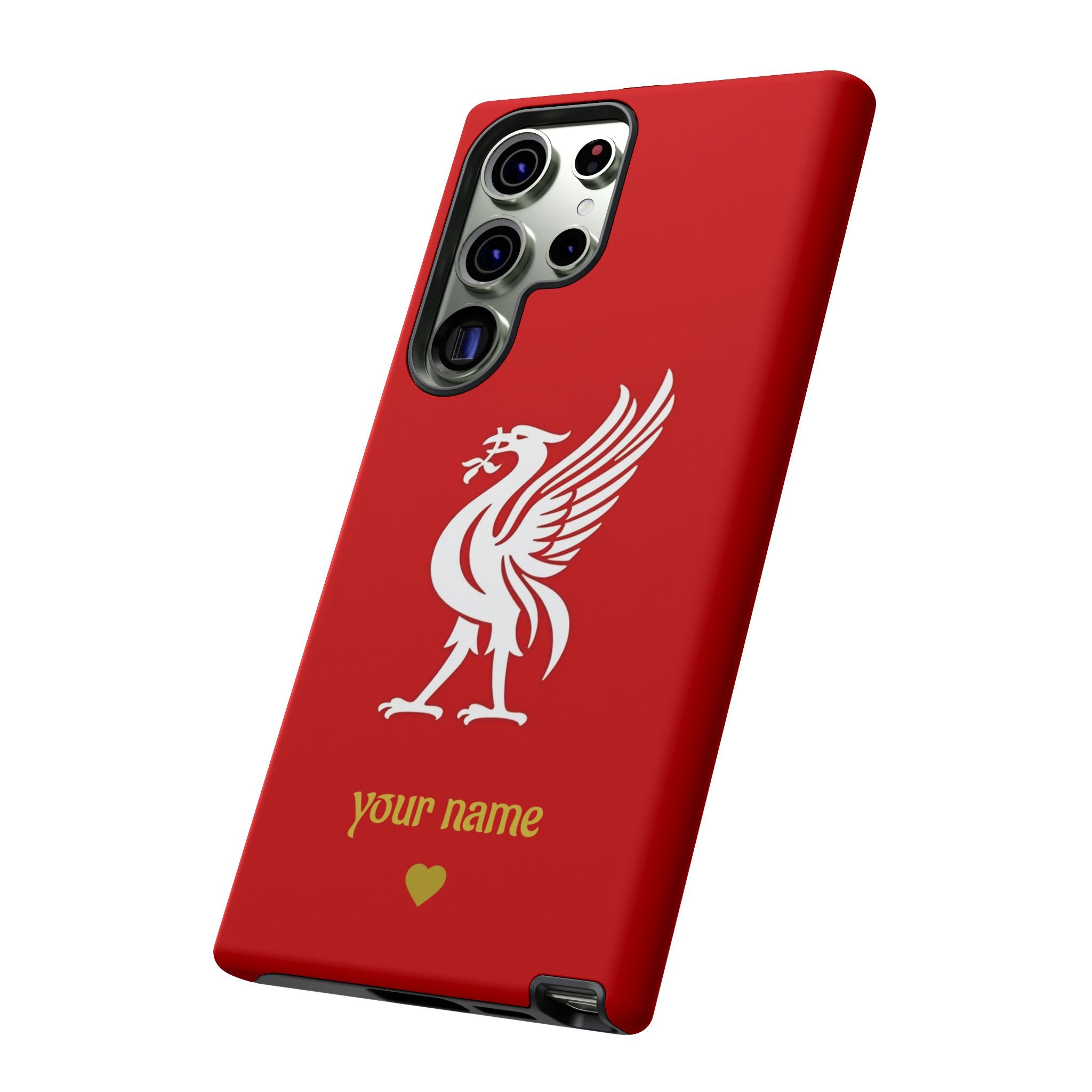 Personalized Red Phone Case — Liverbird Design with Custom Name