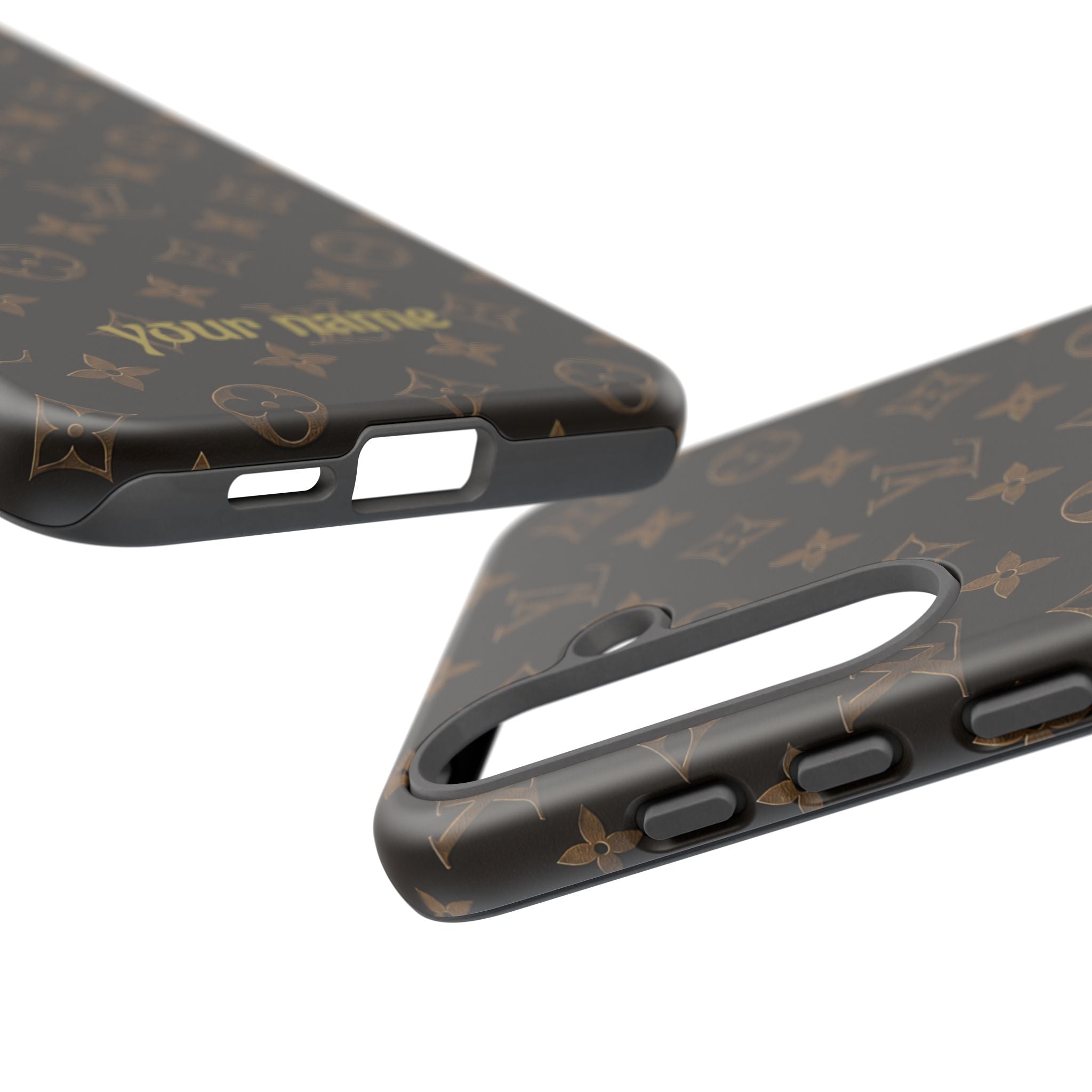 Luxury Monogram Phone Case — Customizable "your name" Brown Pattern