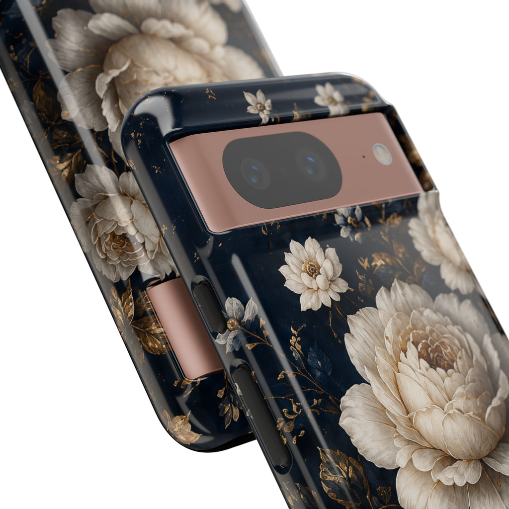 Floral Vintage Phone Case — Personalized "your name" Romantic Dark Peony