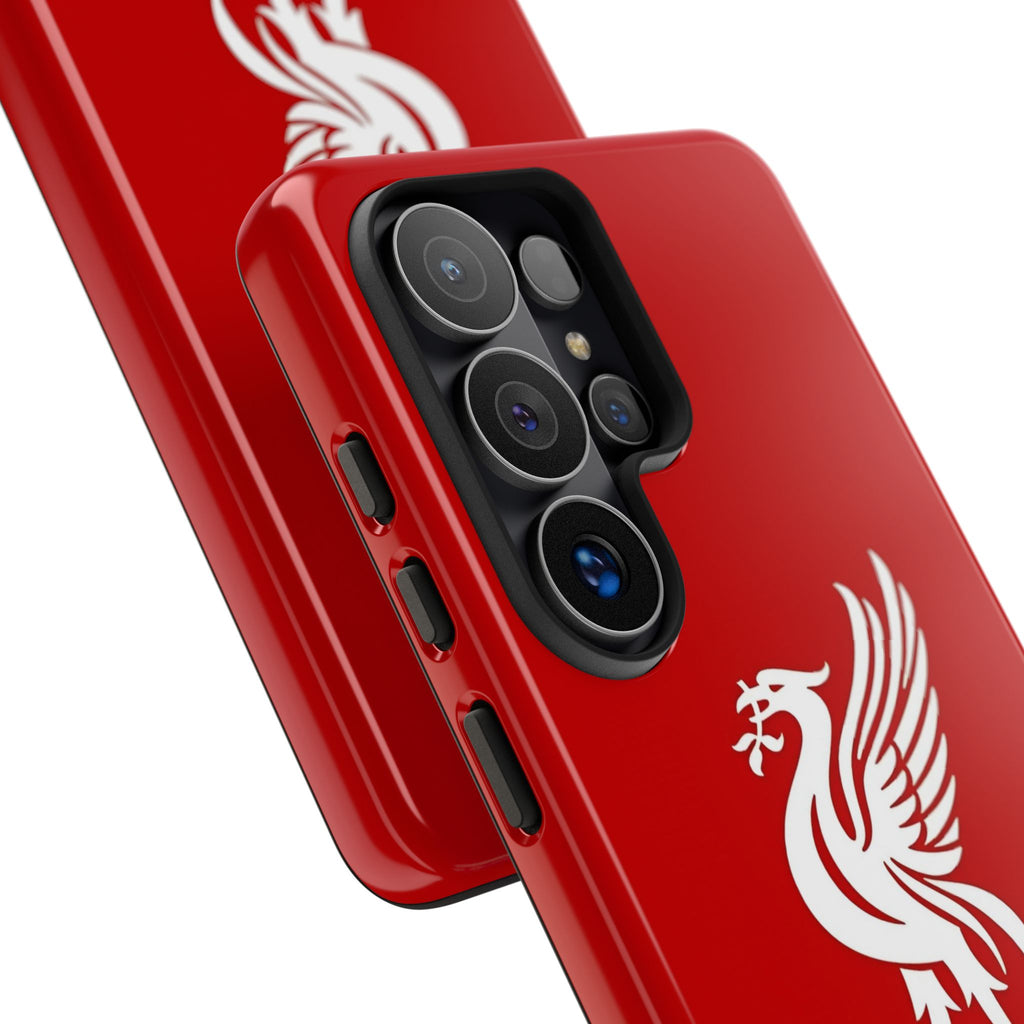 Personalized Red Phone Case — Liverbird Design with Custom Name