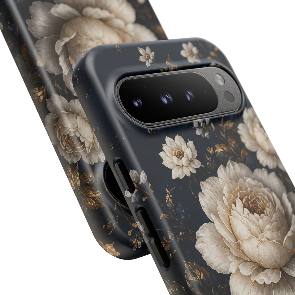 Floral Vintage Phone Case — Personalized "your name" Romantic Dark Peony
