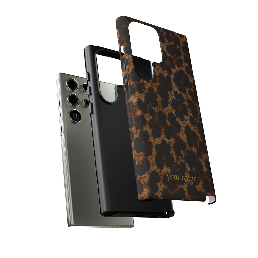 Leopard Print Phone Case — Personalized "your name" Monogram Tough Case
