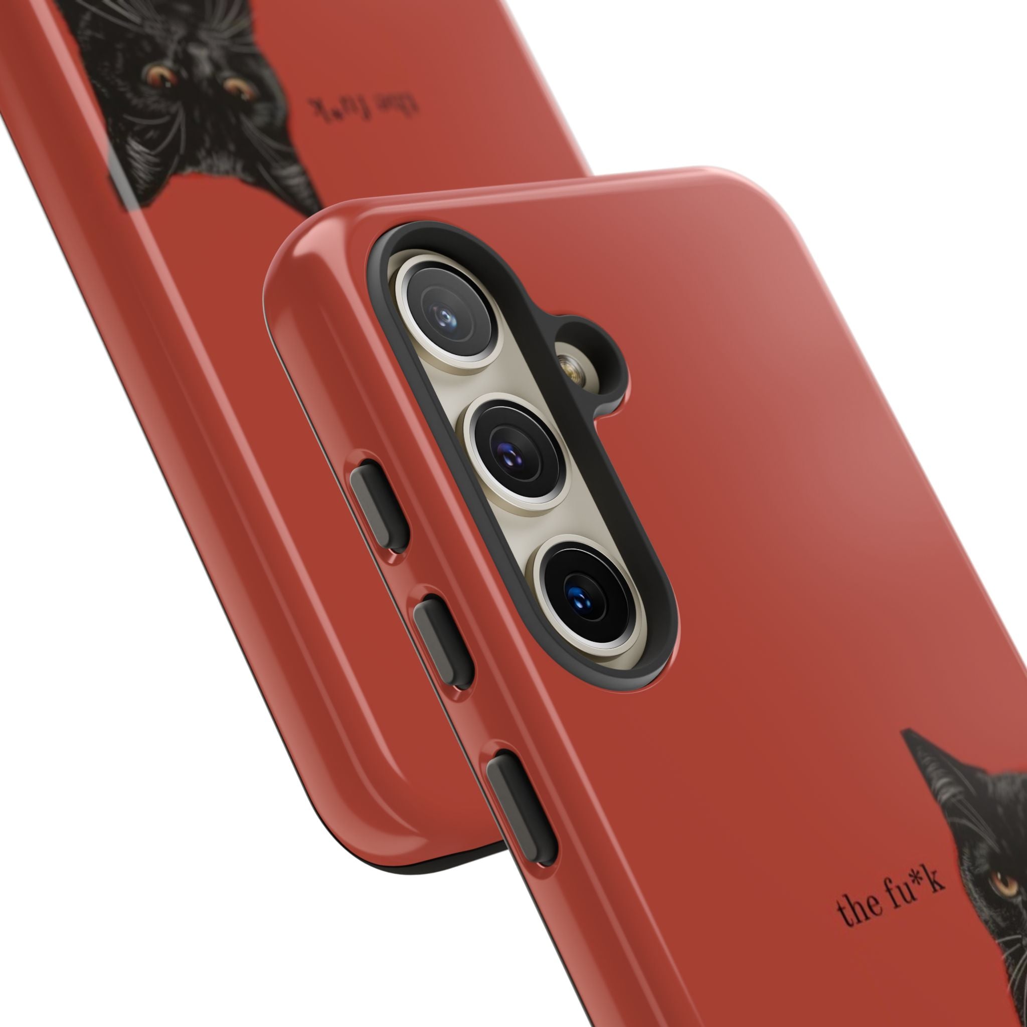 Black Cat Coffee Phone Case – Red Matte Protective Tough Case