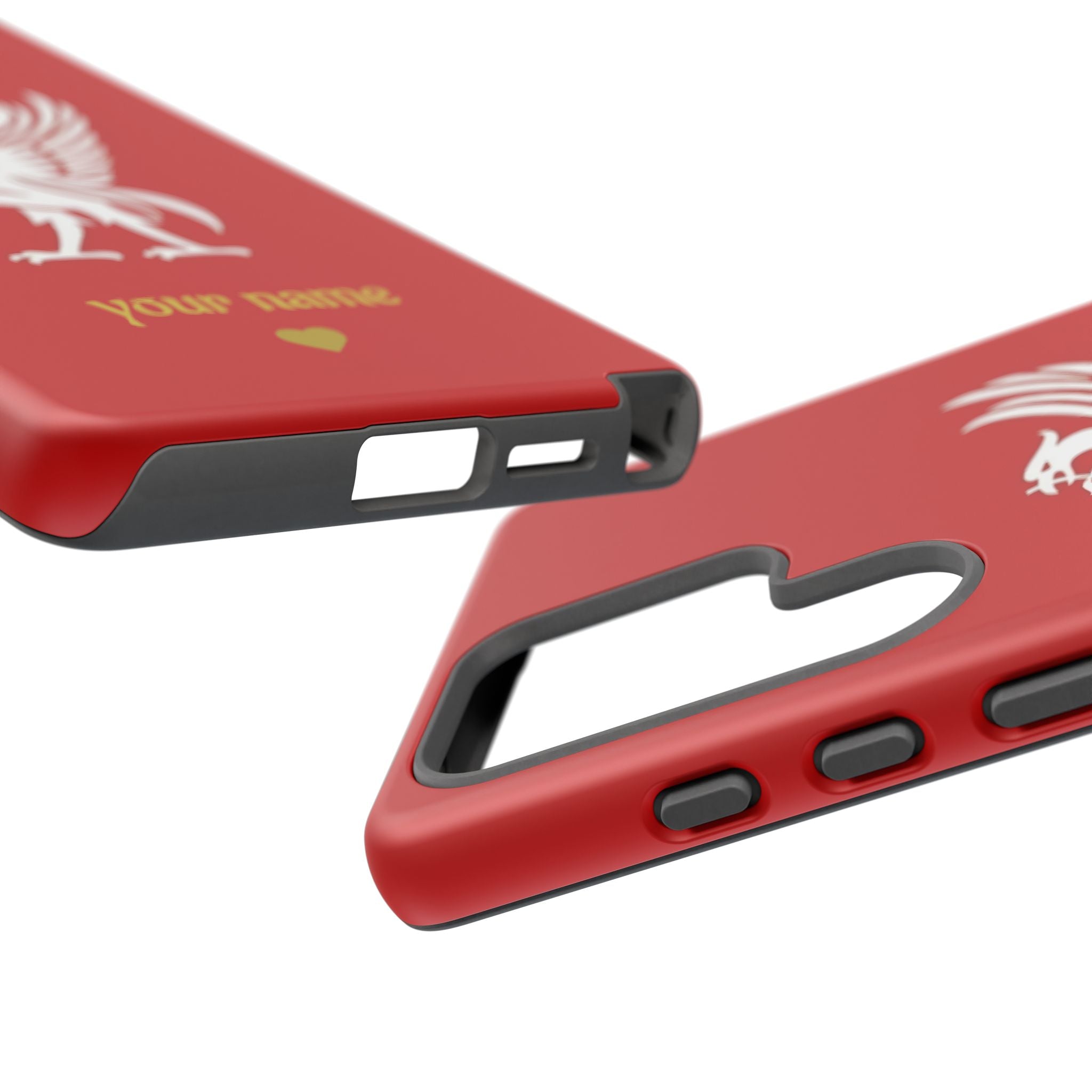 Personalized Red Phone Case — Liverbird Design with Custom Name