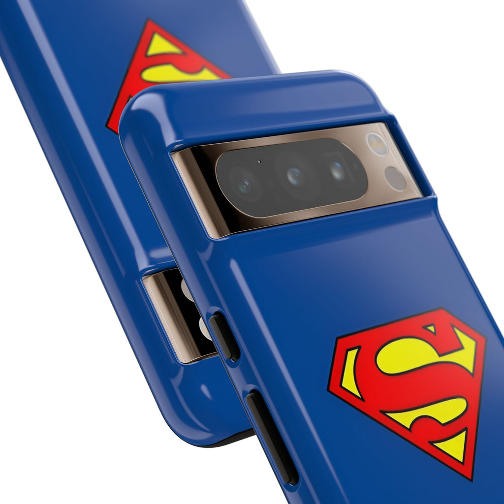 Personalized Superhero Phone Case — Custom Name Blue Protective Cover
