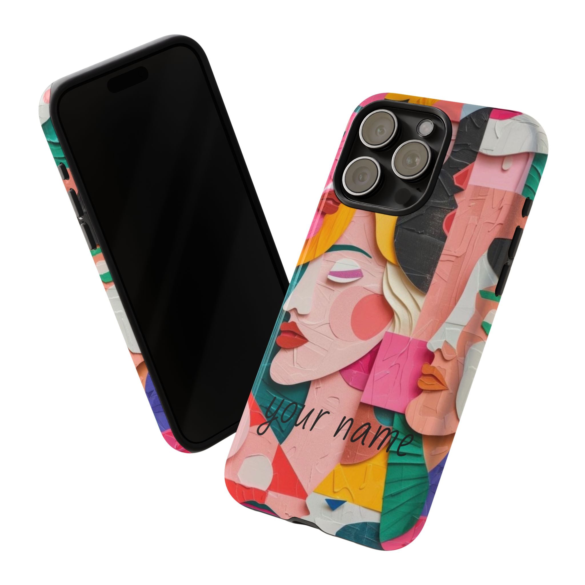 Abstract Faces Phone Case — Colorful Pop Art Personalized Tough Case