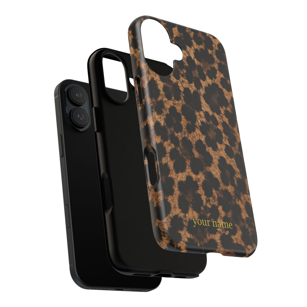 Leopard Print Phone Case — Personalized "your name" Monogram Tough Case