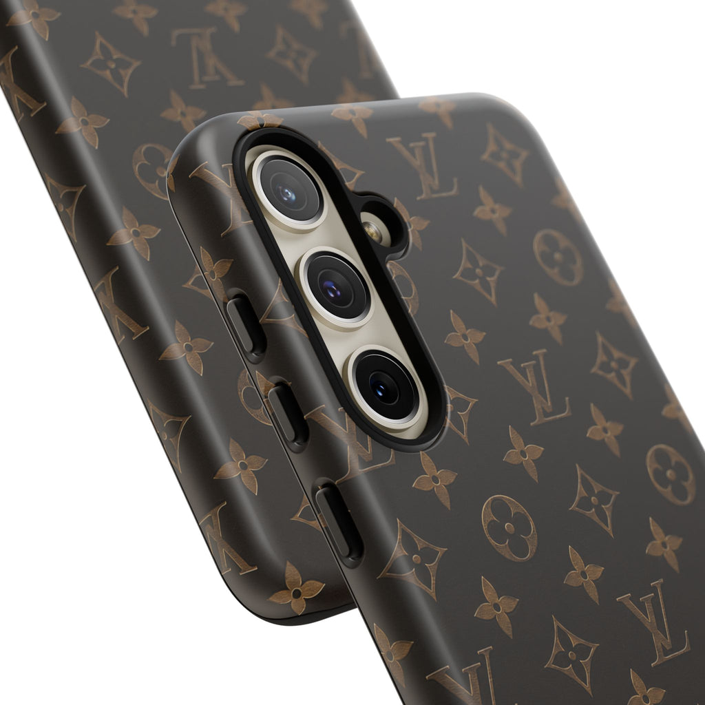 Luxury Monogram Phone Case — Customizable "your name" Brown Pattern