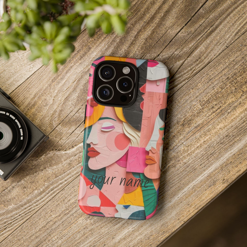 Abstract Faces Phone Case — Colorful Pop Art Personalized Tough Case
