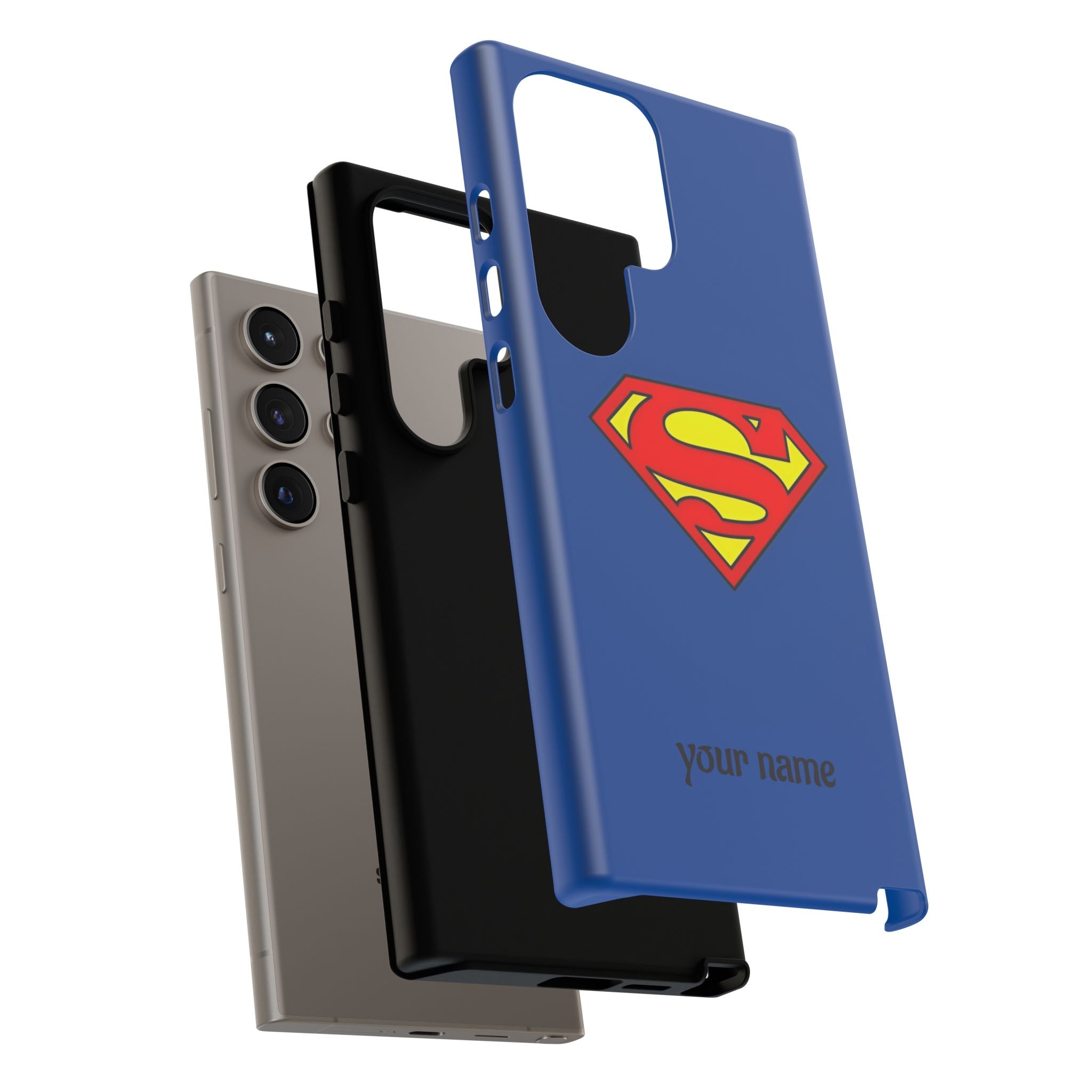 Personalized Superhero Phone Case — Custom Name Blue Protective Cover