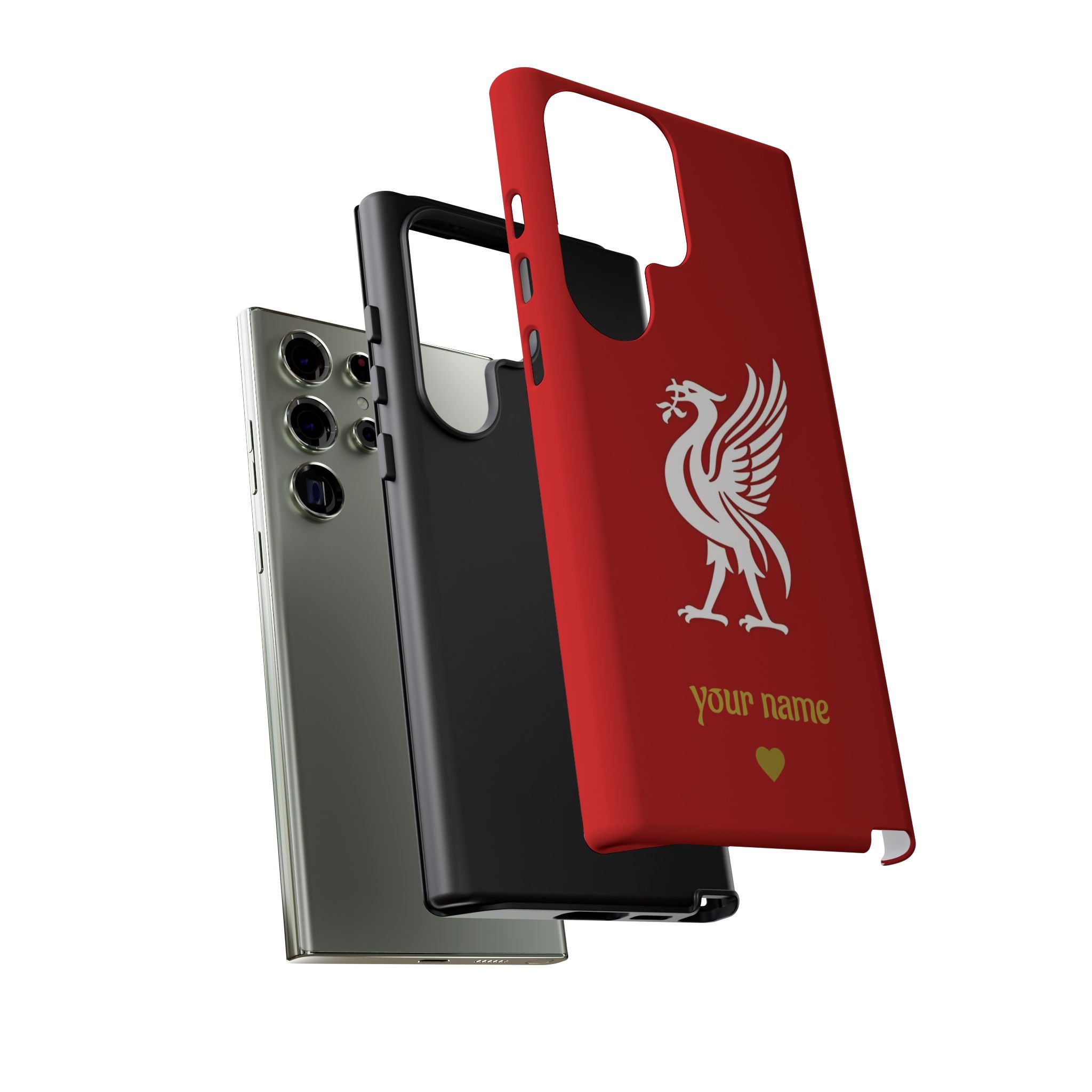 Personalized Red Phone Case — Liverbird Design with Custom Name