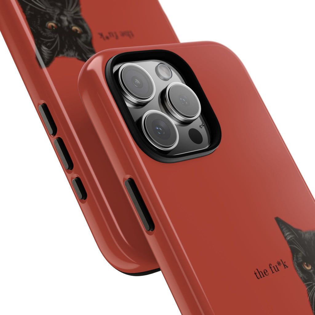 Black Cat Coffee Phone Case – Red Matte Protective Tough Case