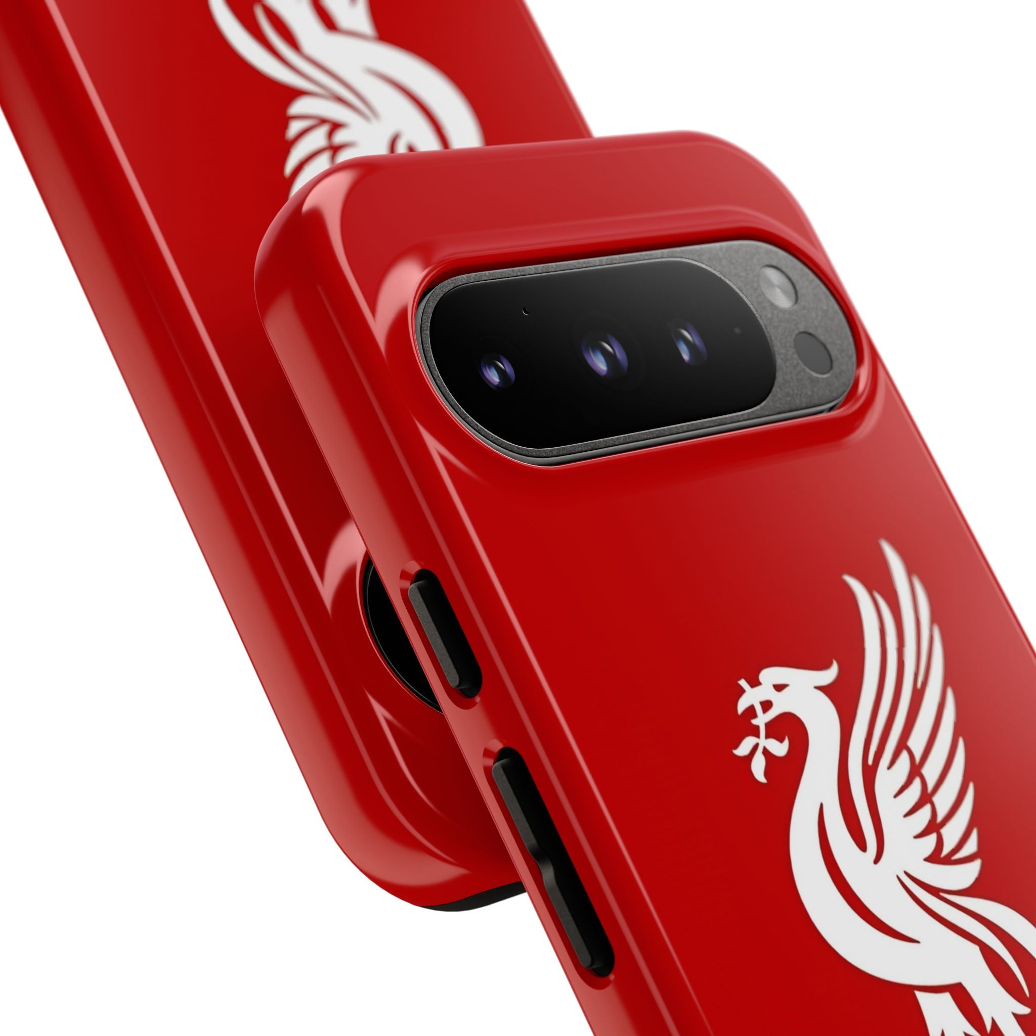 Personalized Red Phone Case — Liverbird Design with Custom Name