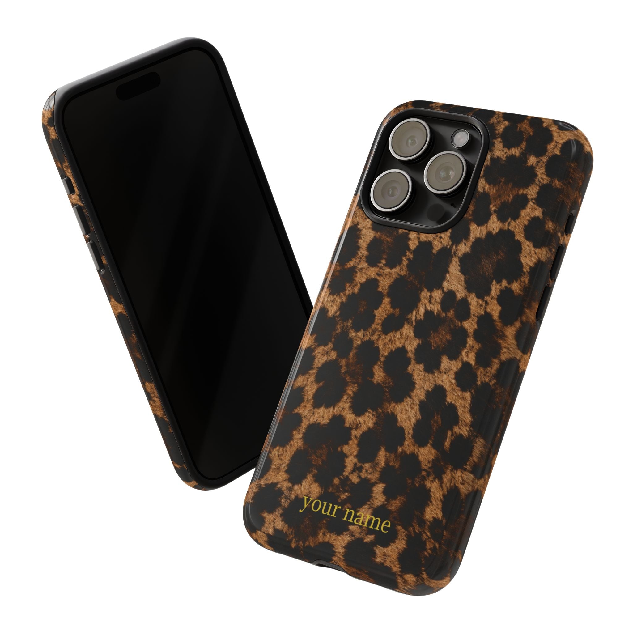 Leopard Print Phone Case — Personalized "your name" Monogram Tough Case