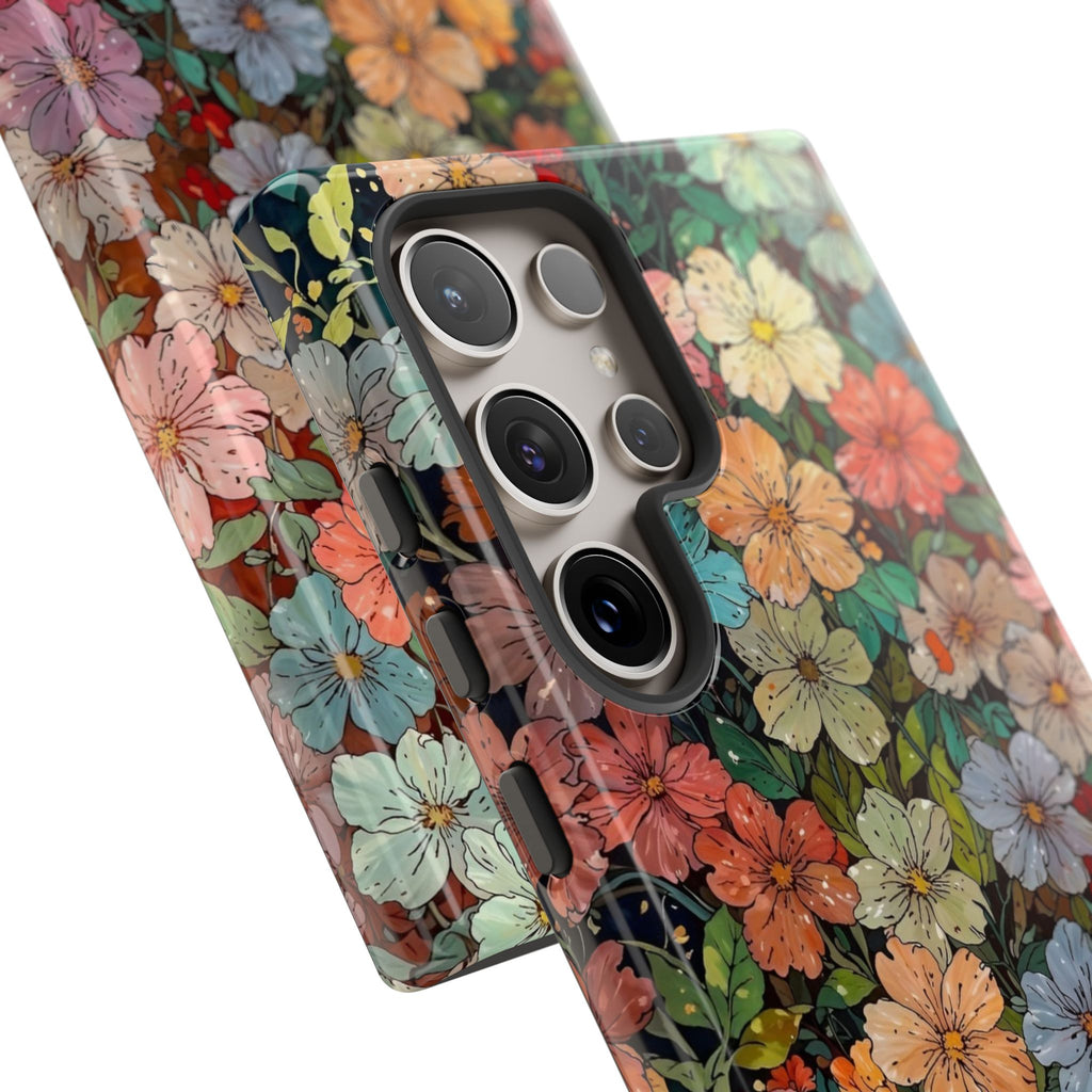 Floral Mosaic Tough Phone Case — Personalized 'your name' Garden Design