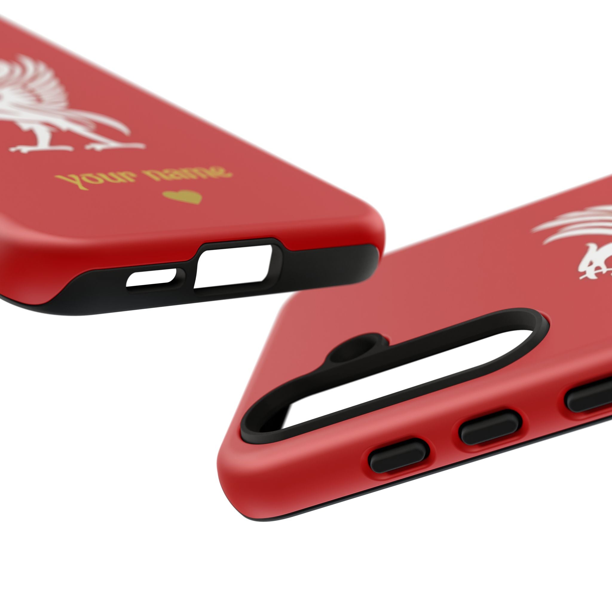 Personalized Red Phone Case — Liverbird Design with Custom Name