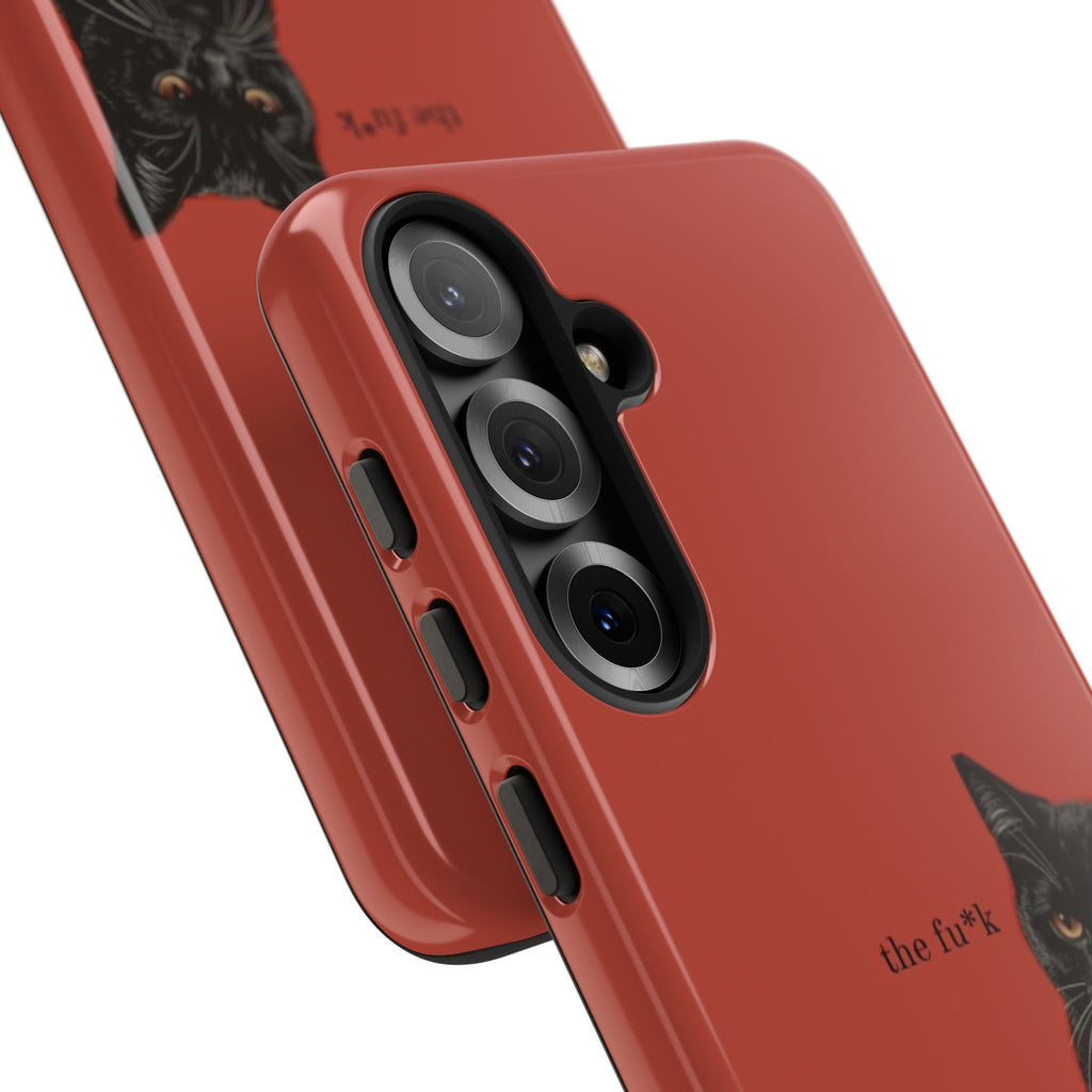 Black Cat Coffee Phone Case – Red Matte Protective Tough Case