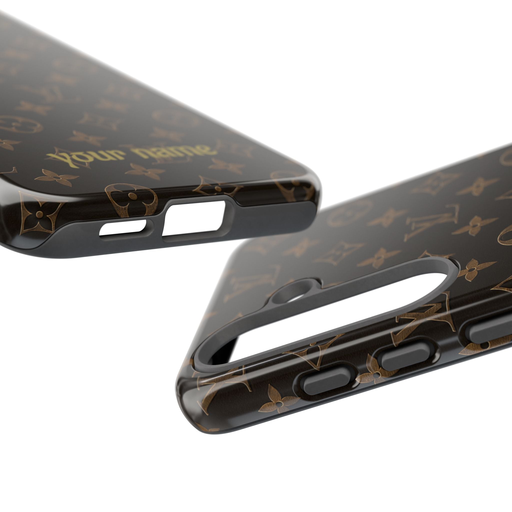 Luxury Monogram Phone Case — Customizable "your name" Brown Pattern