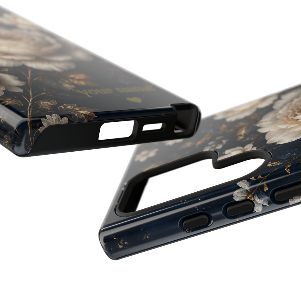 Floral Vintage Phone Case — Personalized "your name" Romantic Dark Peony