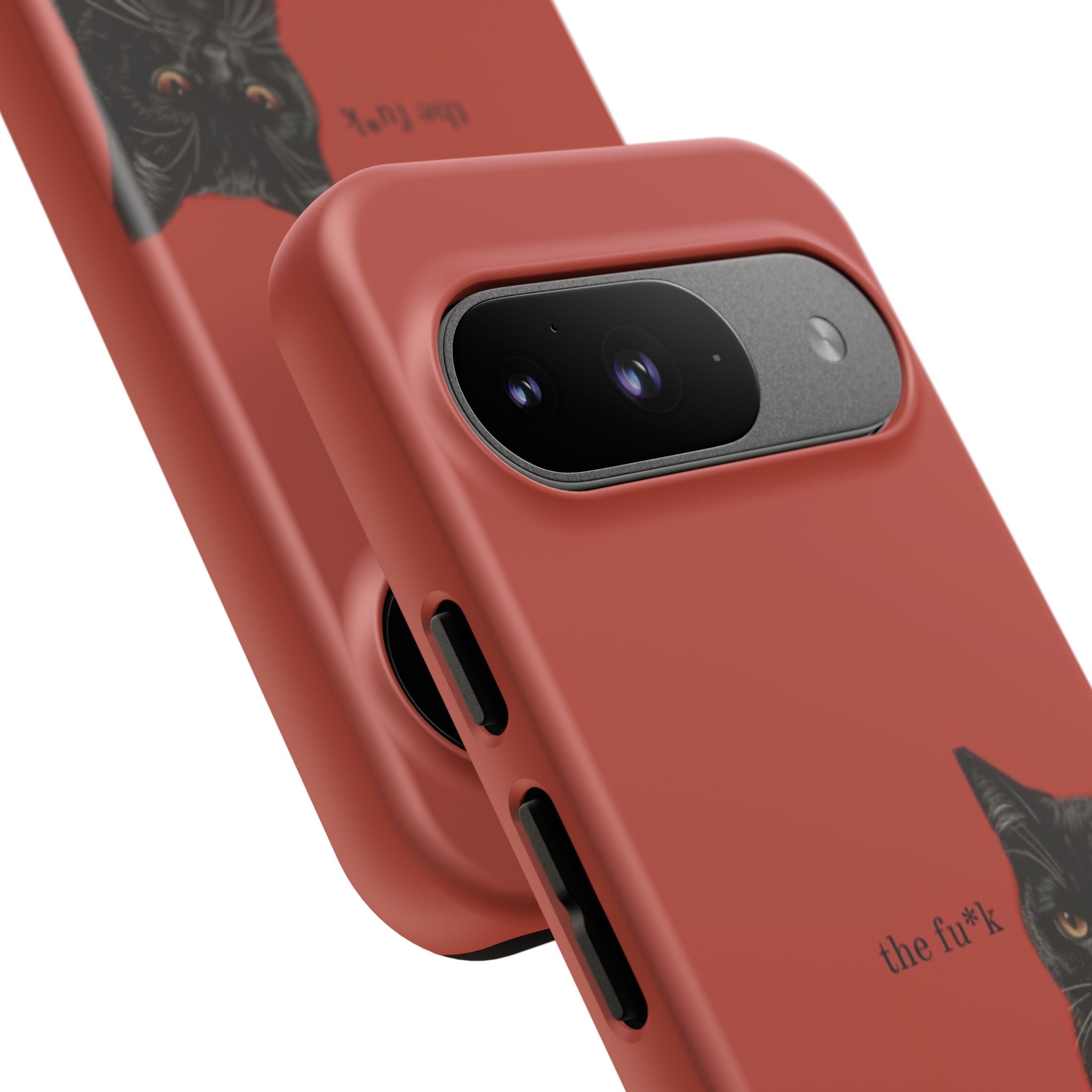 Black Cat Coffee Phone Case – Red Matte Protective Tough Case