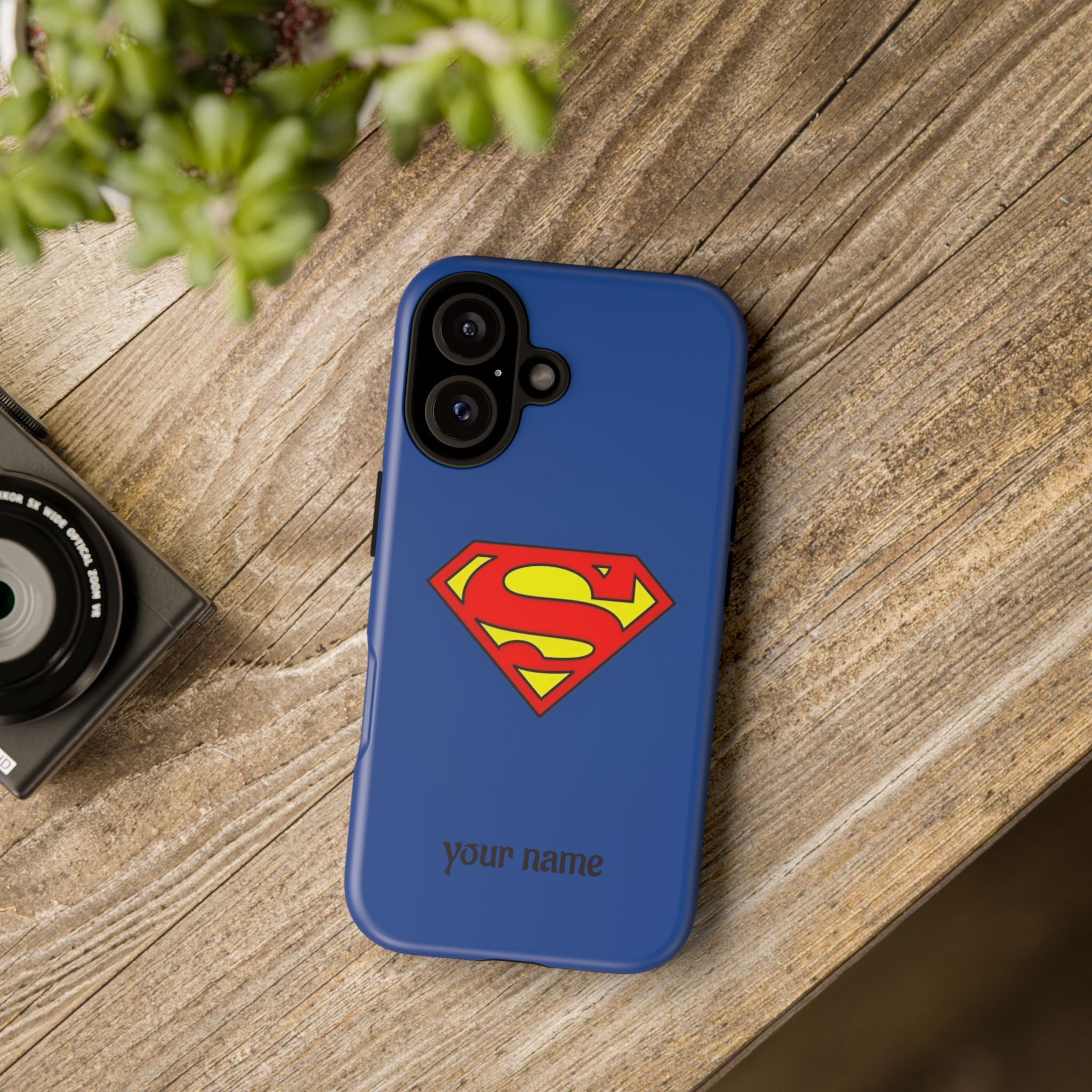 Personalized Superhero Phone Case — Custom Name Blue Protective Cover