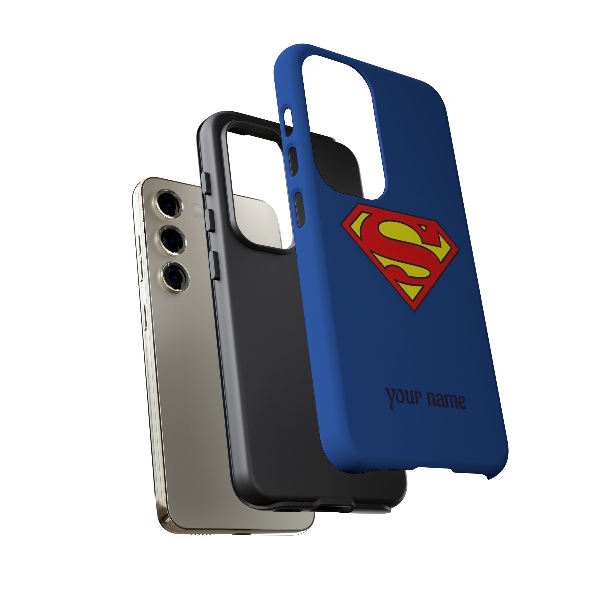 Personalized Superhero Phone Case — Custom Name Blue Protective Cover