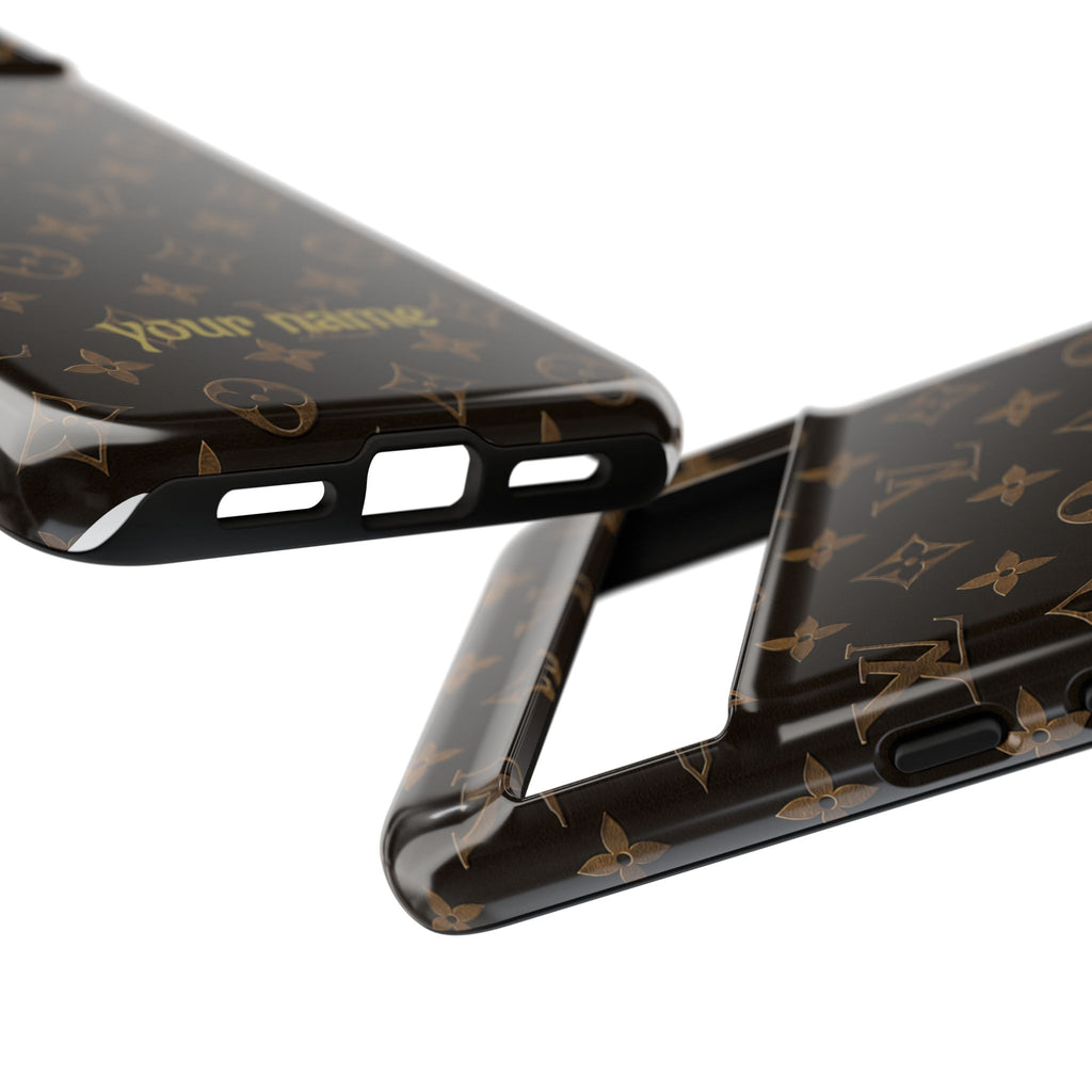 Luxury Monogram Phone Case — Customizable "your name" Brown Pattern