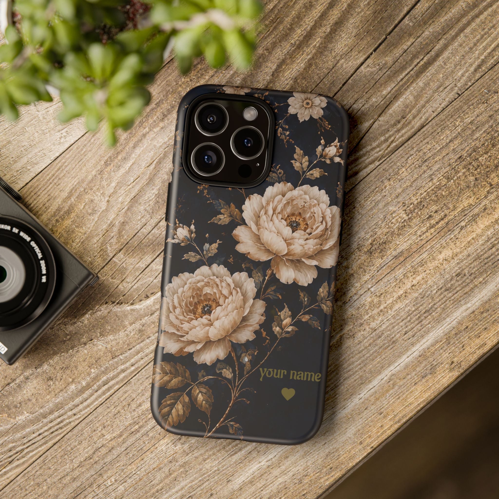 Floral Phone Case — Personalized Vintage Rose Protective Case