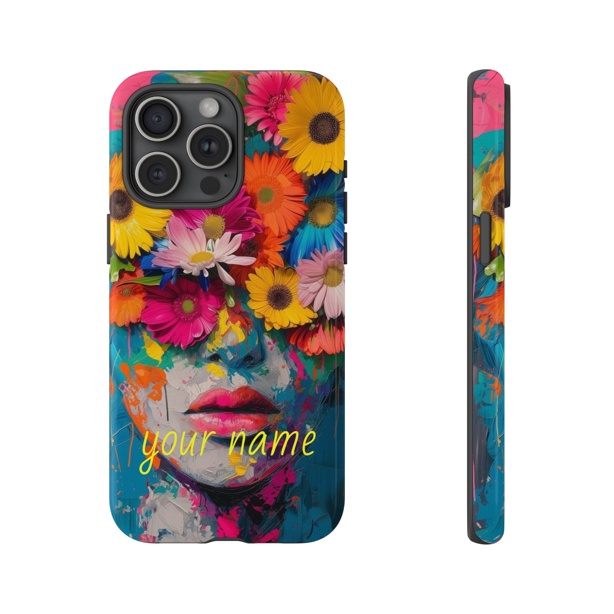Floral Face Phone Case — Customizable Colorful Portrait iPhone Case