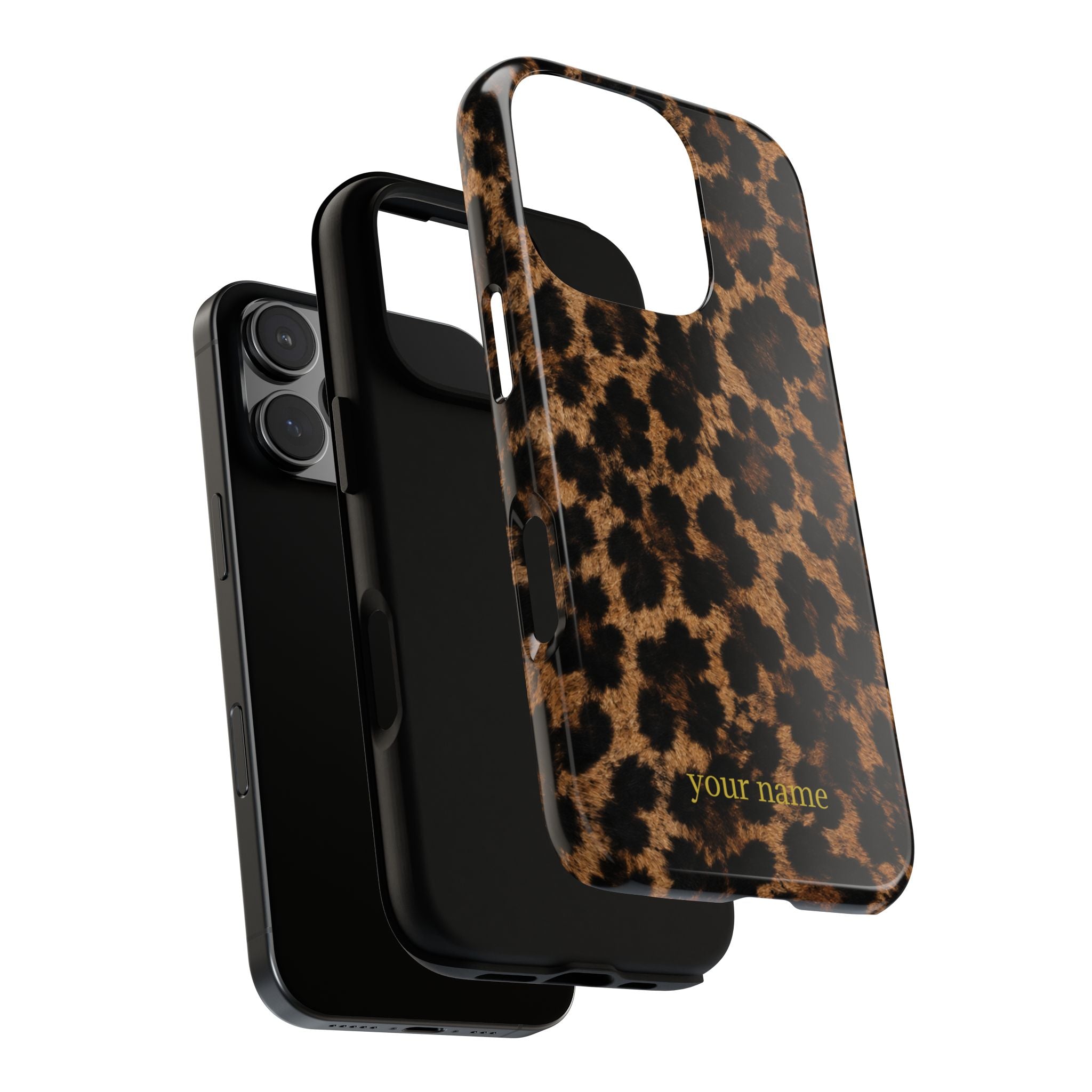 Leopard Print Phone Case — Personalized "your name" Monogram Tough Case