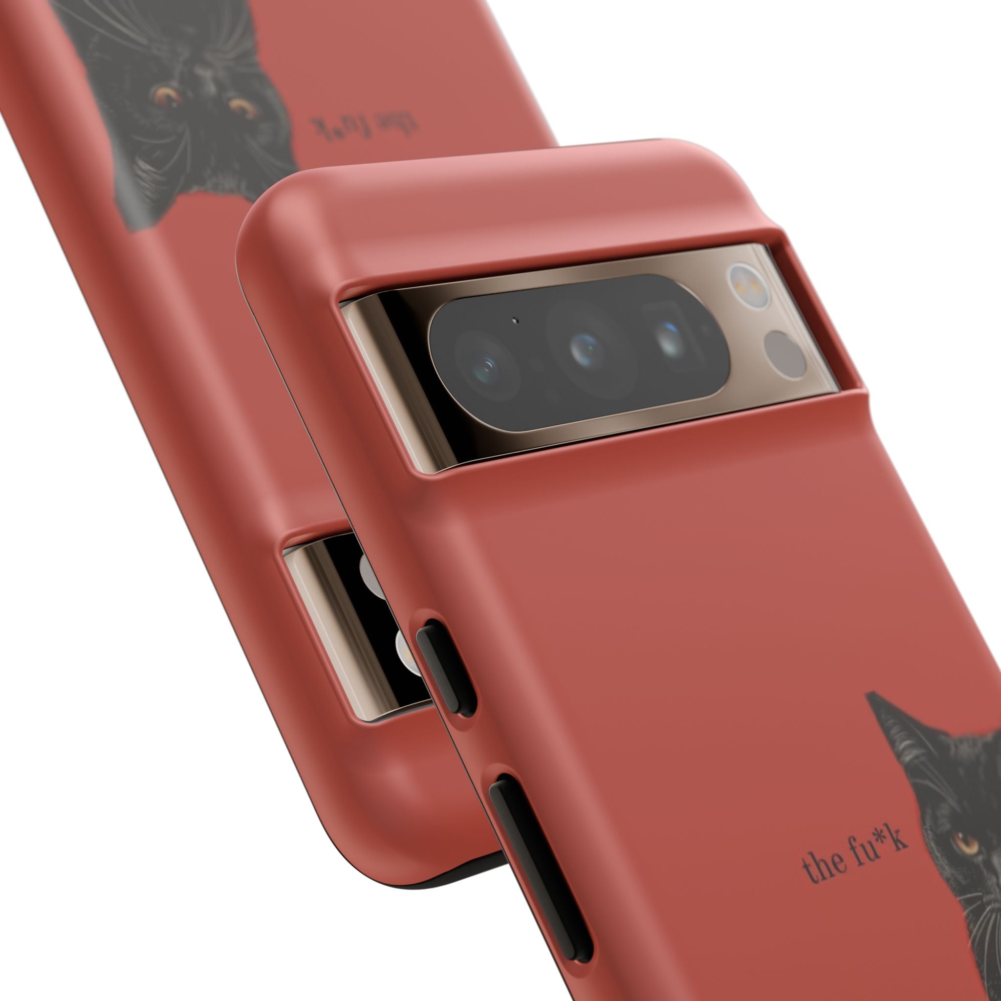 Black Cat Coffee Phone Case – Red Matte Protective Tough Case