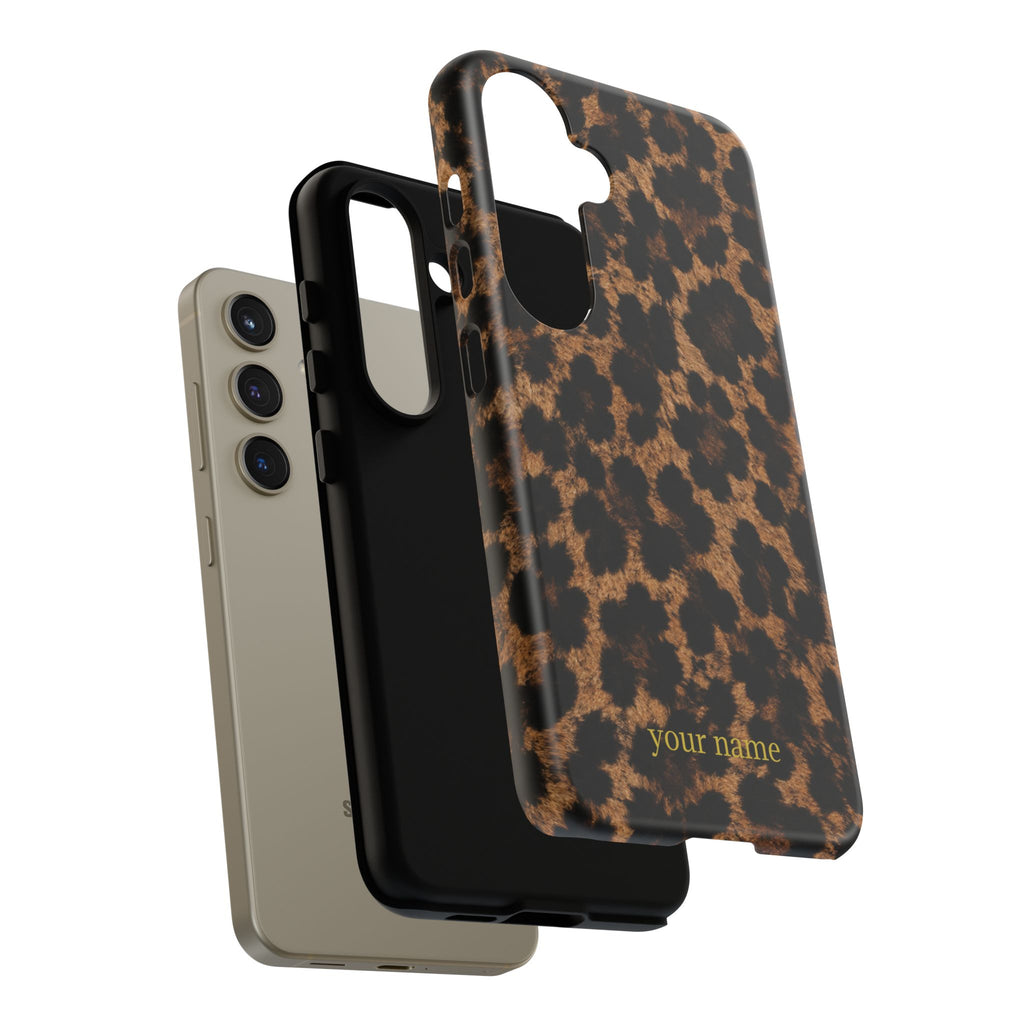 Leopard Print Phone Case — Personalized "your name" Monogram Tough Case