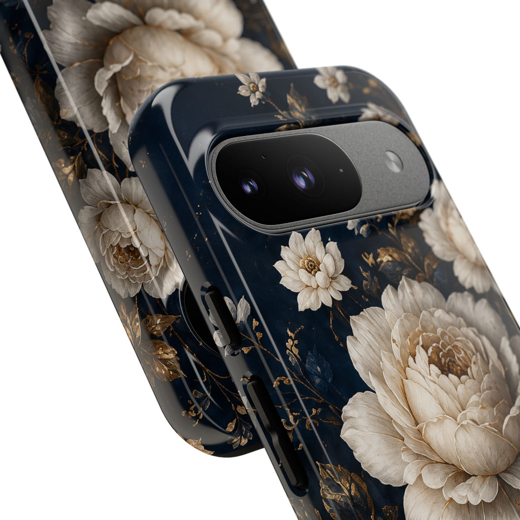Floral Vintage Phone Case — Personalized "your name" Romantic Dark Peony