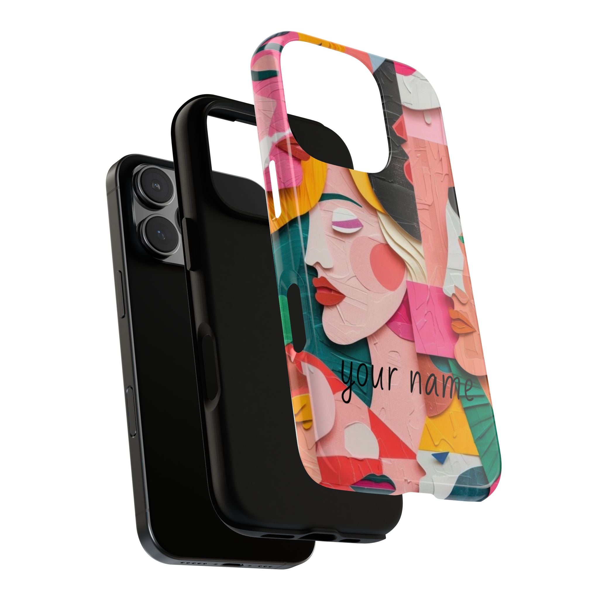 Abstract Faces Phone Case — Colorful Pop Art Personalized Tough Case