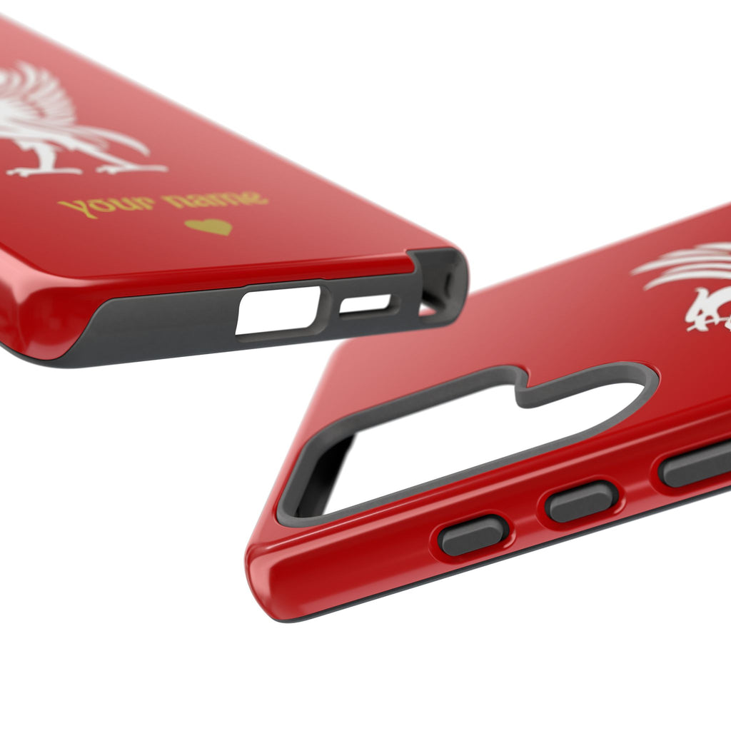Personalized Red Phone Case — Liverbird Design with Custom Name