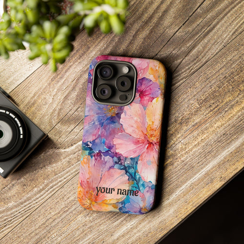 Floral  Tough Phone Case — Personalized 'your name' Garden Design