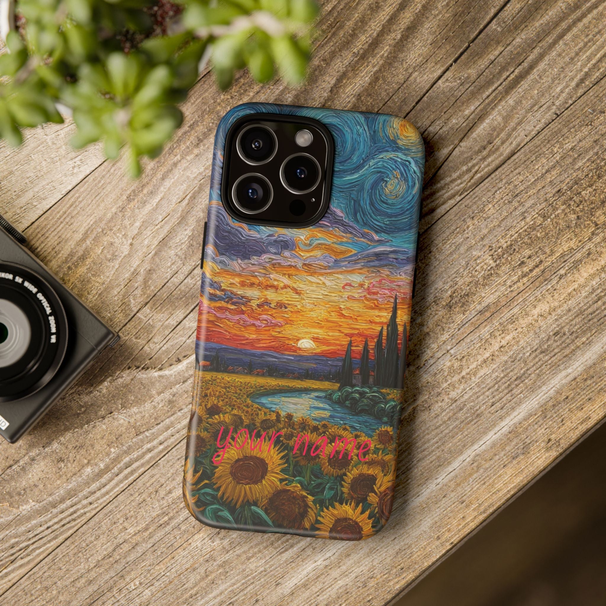 Sunflower Sunset Phone Case — Van Gogh Style Scenic Protective Cover