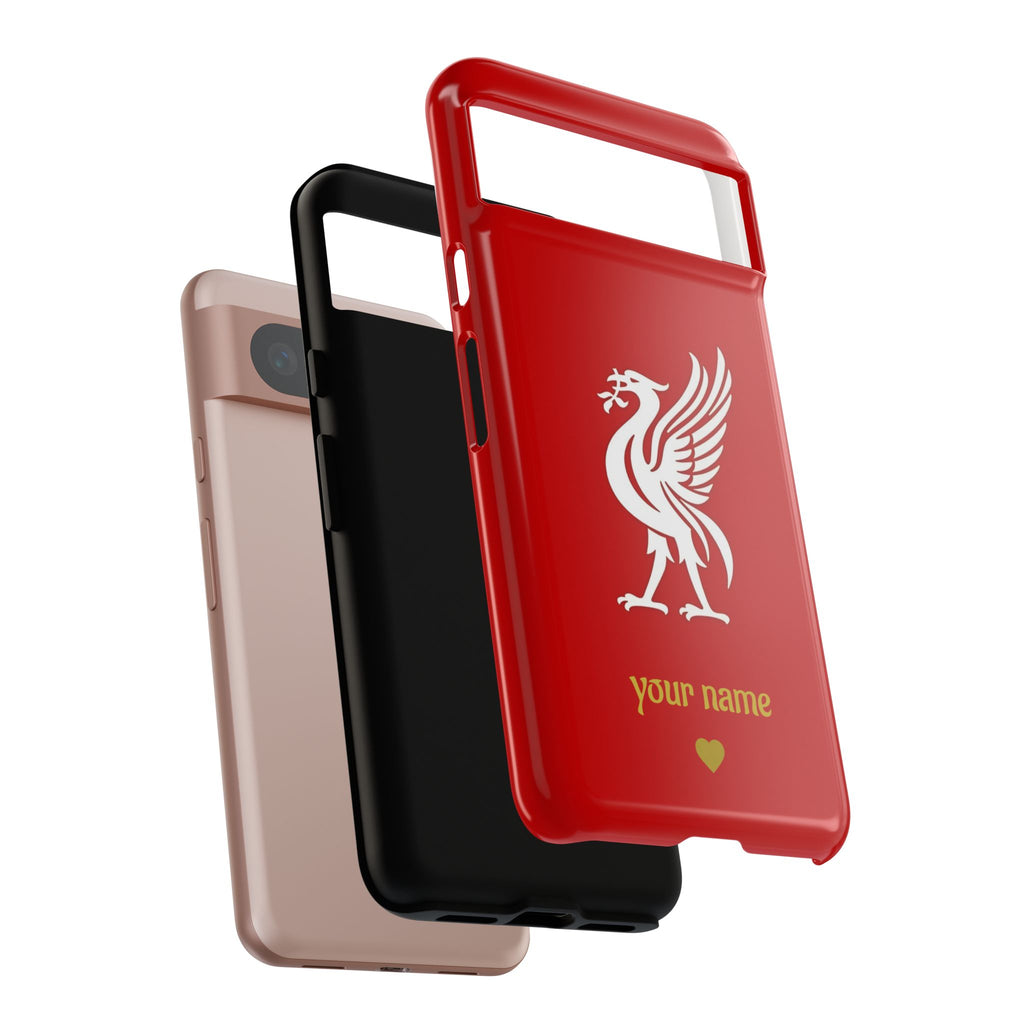 Personalized Red Phone Case — Liverbird Design with Custom Name