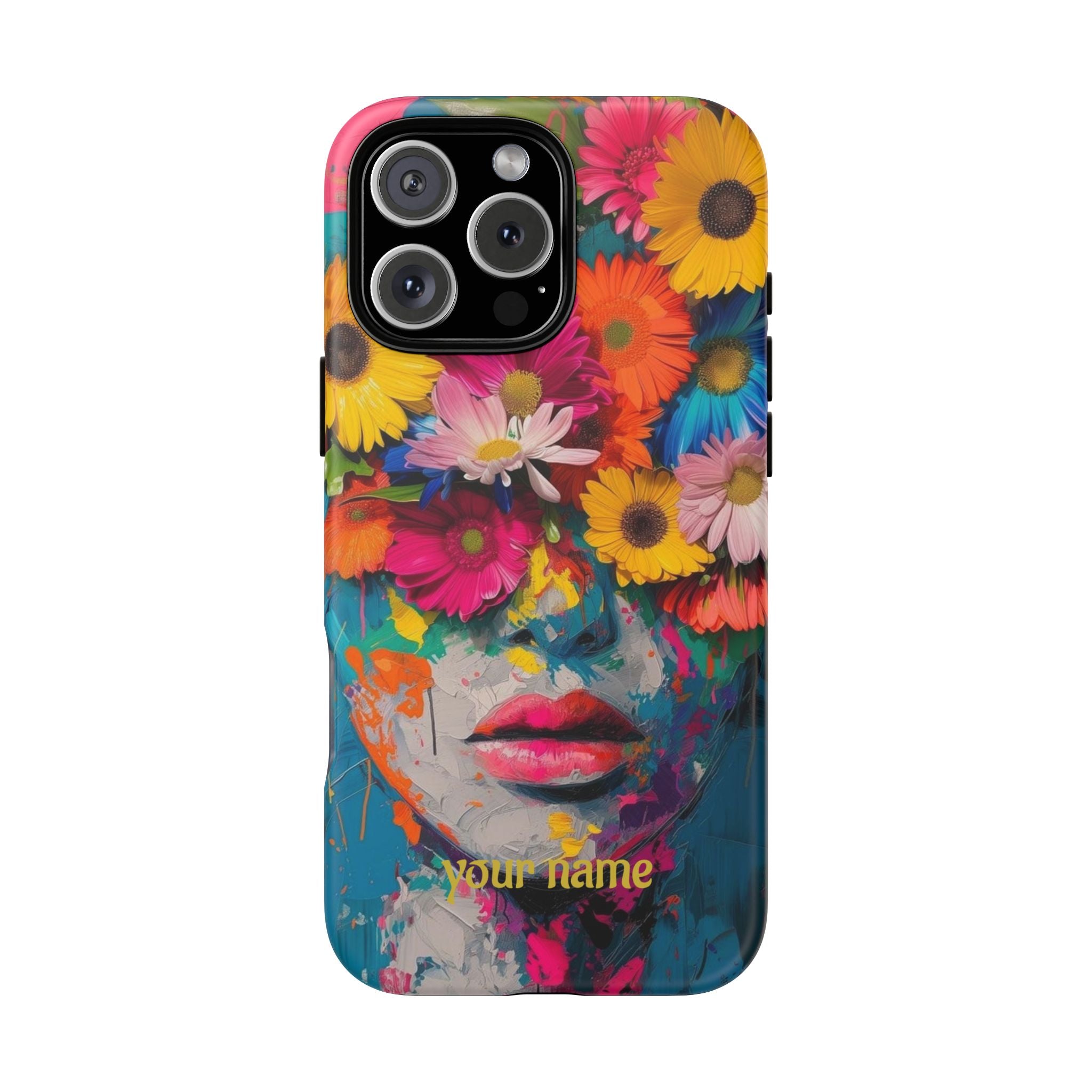 Floral Face Phone Case — Customizable Colorful Portrait iPhone Case