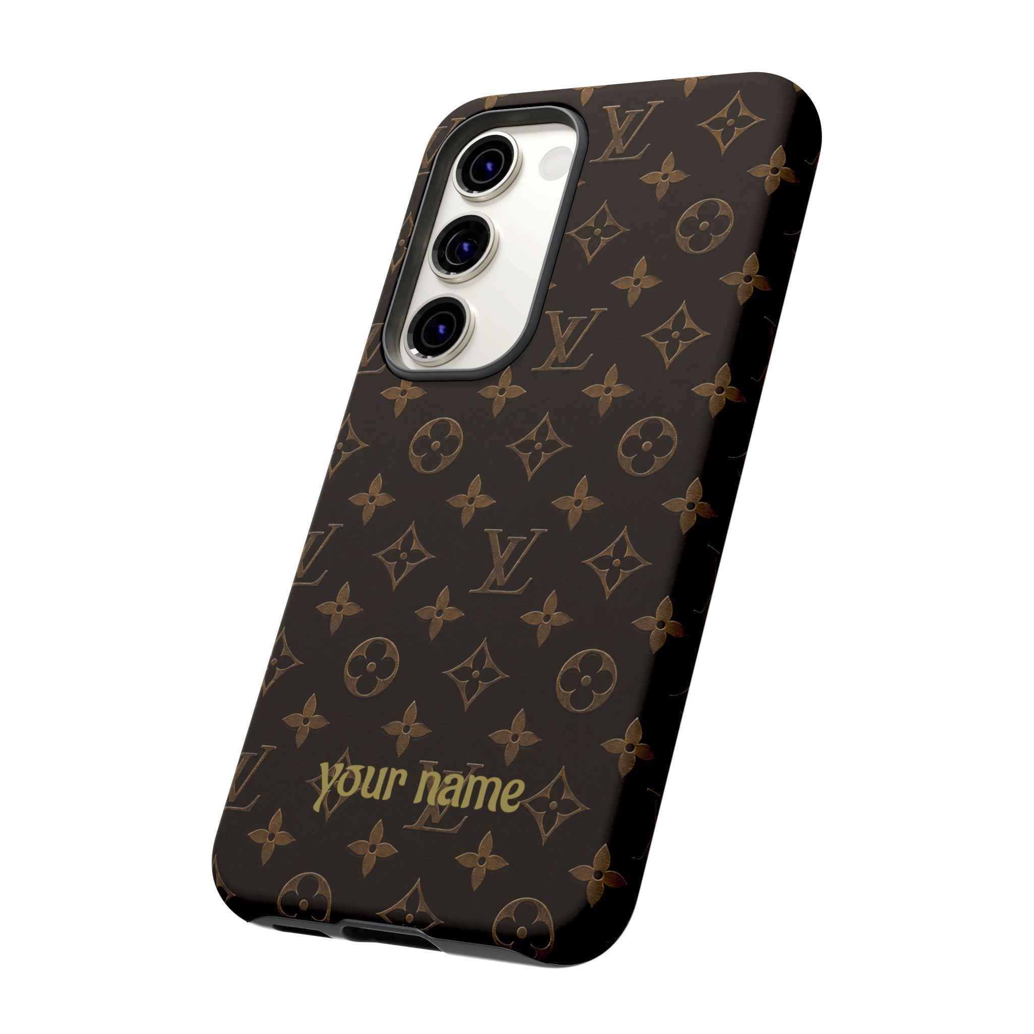 Luxury Monogram Phone Case — Customizable "your name" Brown Pattern
