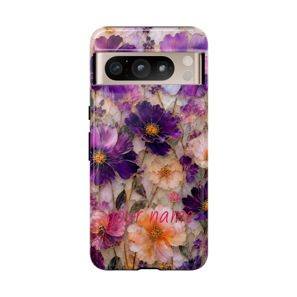 stained glass wildflower phone case  — Custom “Your name”