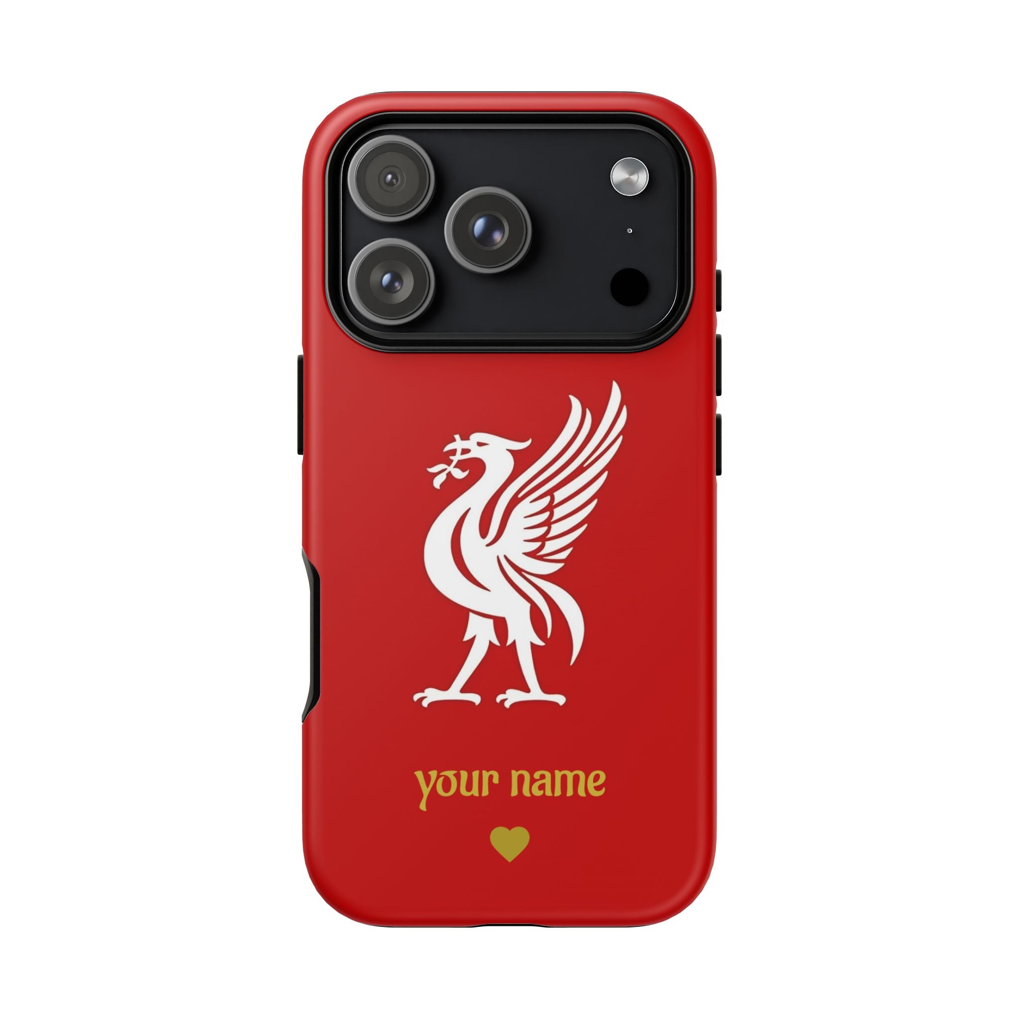 Personalized Red Phone Case — Liverbird Design with Custom Name