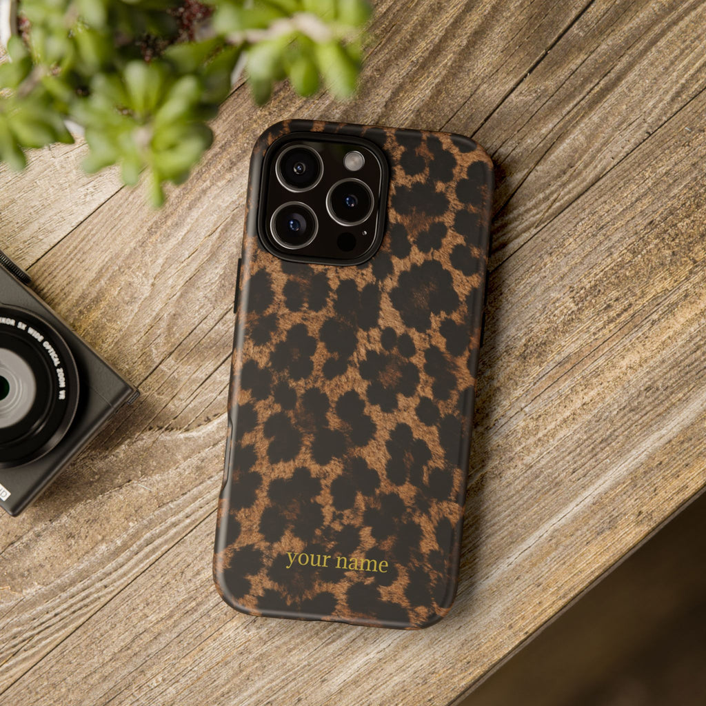 Leopard Print Phone Case — Personalized "your name" Monogram Tough Case